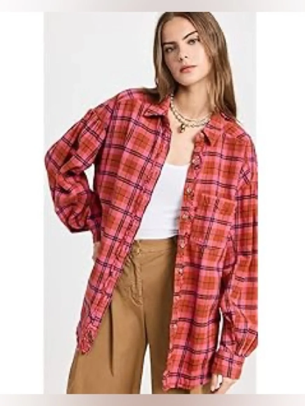 We The Free  /,Free People/ Happy Hour Flannel Shirt  0B/518542  ~ Size S